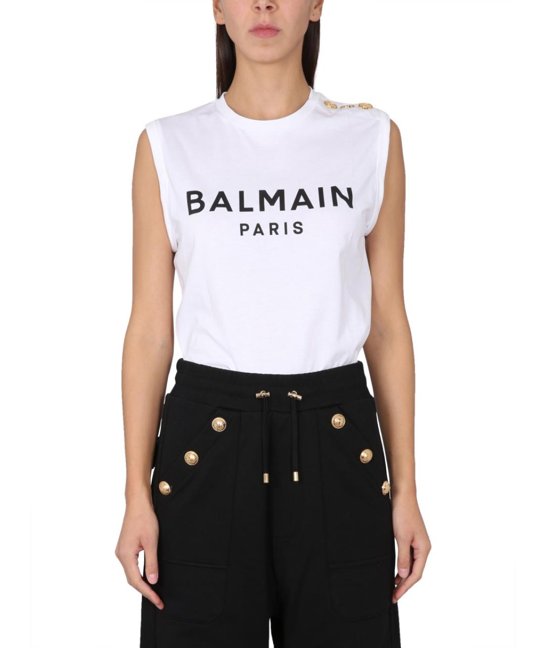 BALMAIN Белая хлопковая майка, фото 5