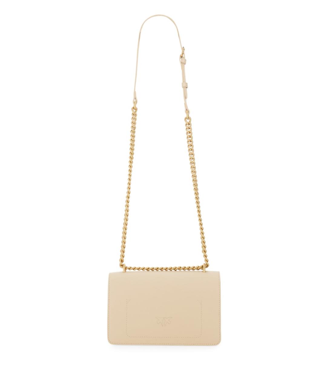 PINKO Бежевая кожаная сумка через плечо, фото 4