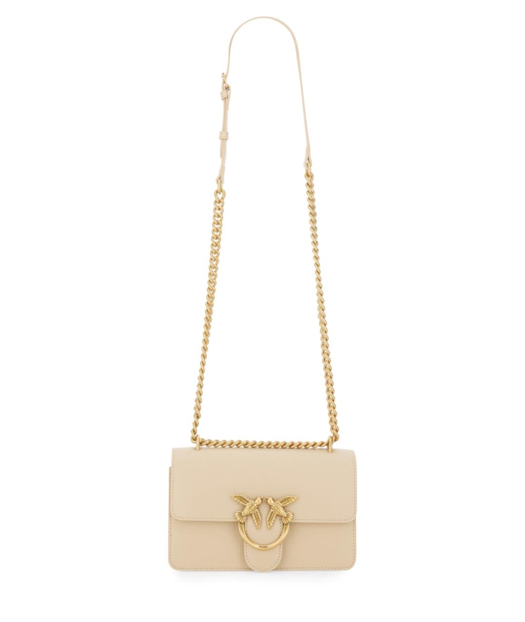 PINKO Бежевая кожаная сумка через плечо, фото 2