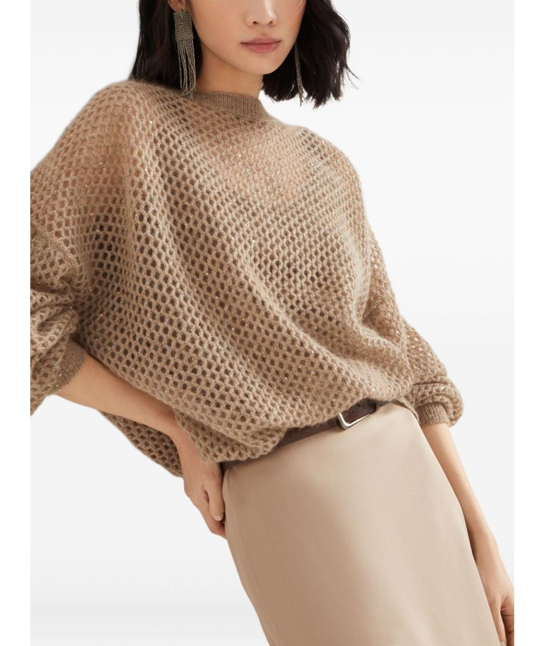 BRUNELLO CUCINELLI Бежевый шерстяной джемпер / свитер, фото 5