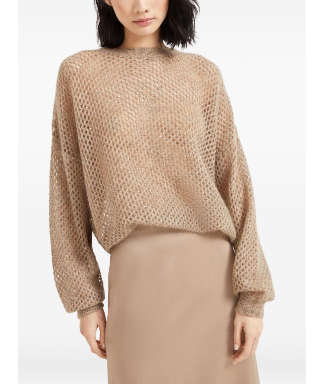 BRUNELLO CUCINELLI Бежевый шерстяной джемпер / свитер, фото 2