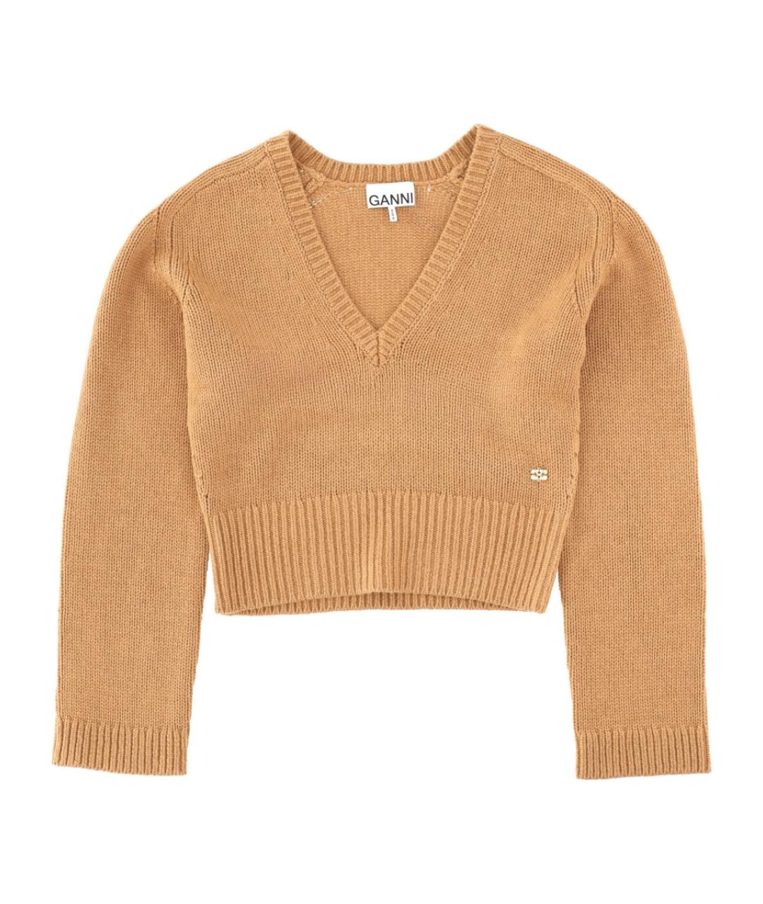 GANNI Бежевый шерстяной джемпер / свитер, фото 1