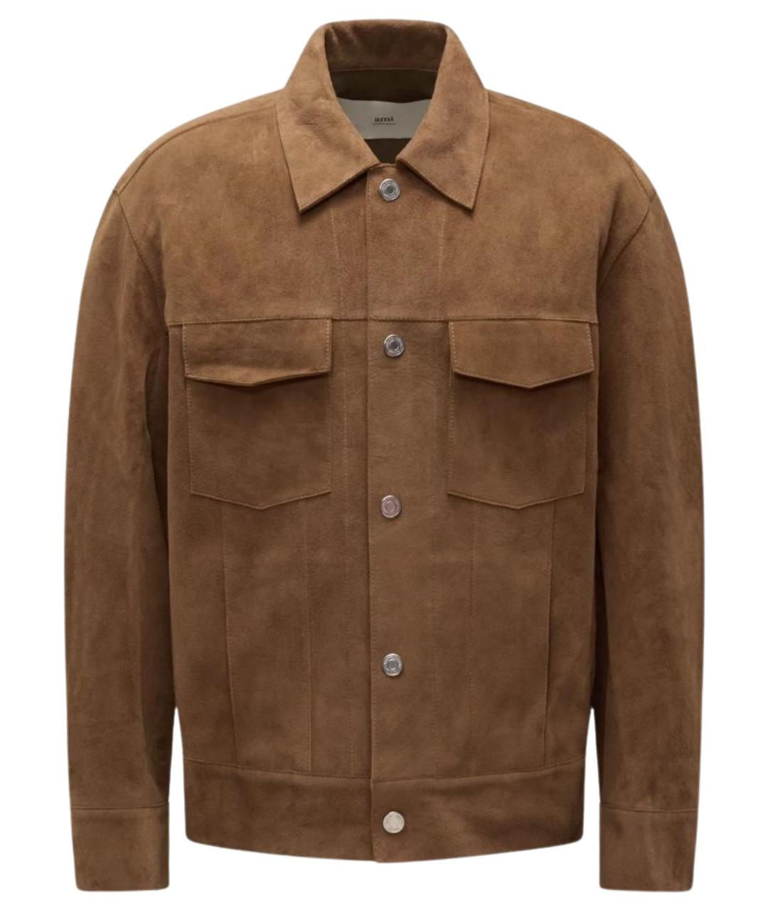 Ami Paris Коричневая замшевая куртка, фото 1