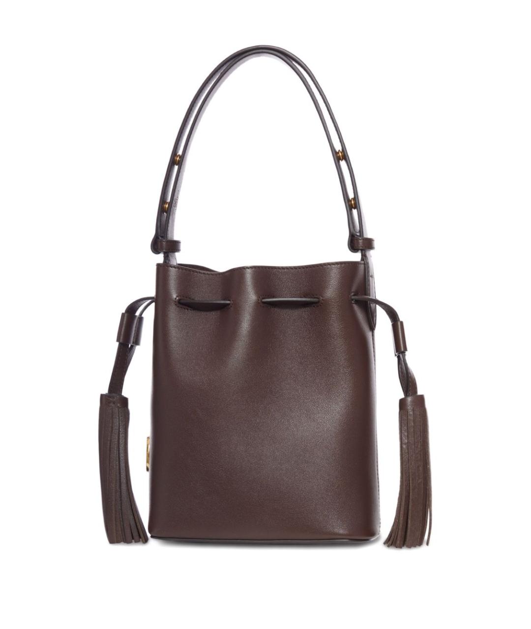 VALENTINO Коричневая кожаная сумка с короткими ручками, фото 2