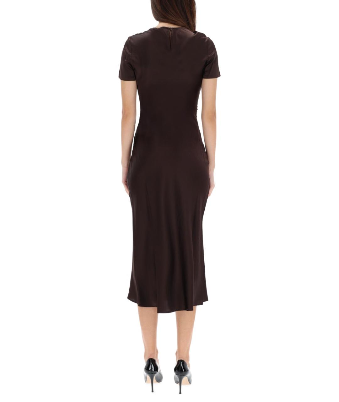 STAUD Коричневое шелковое повседневное платье, фото 4