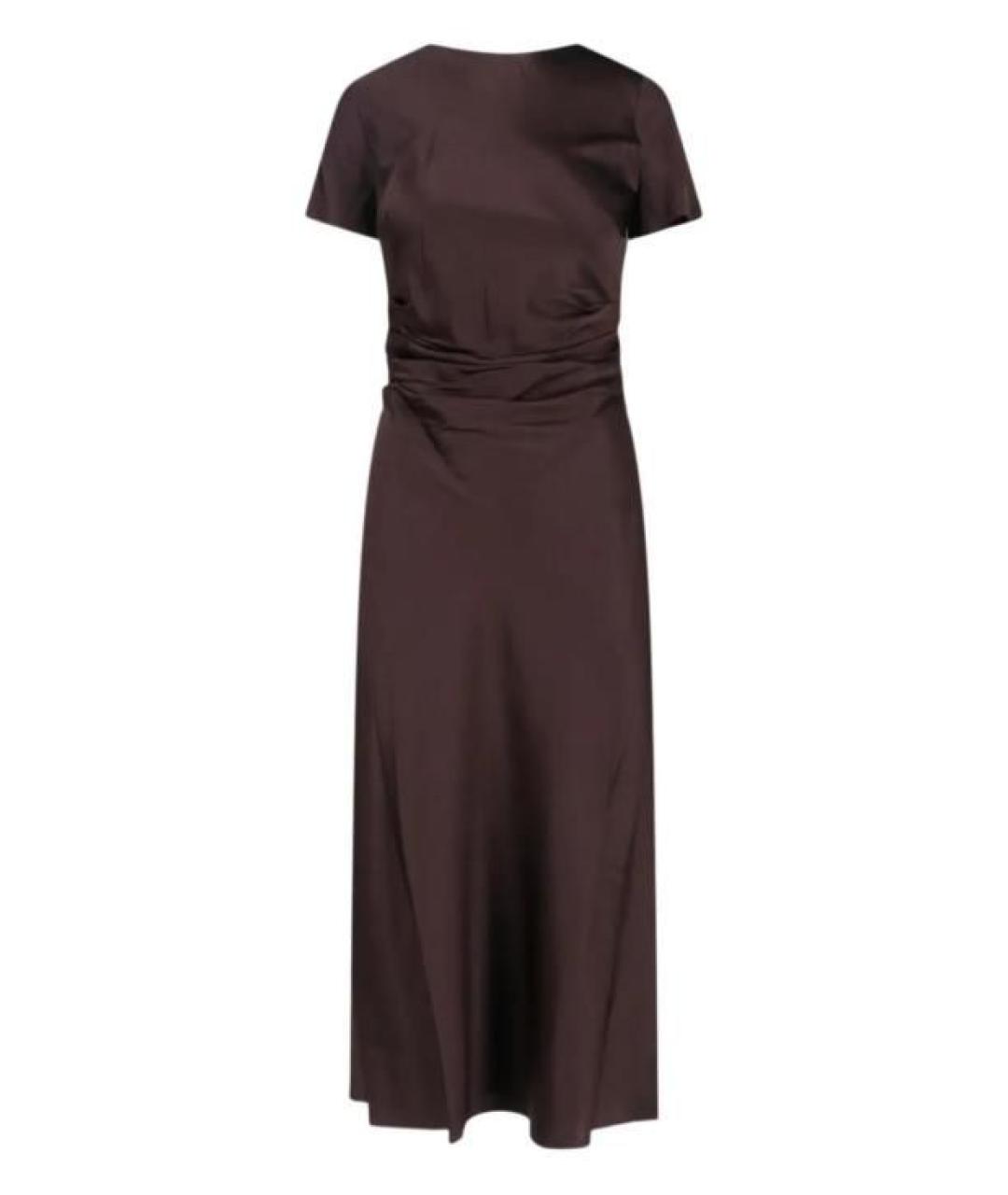 STAUD Коричневое шелковое повседневное платье, фото 1