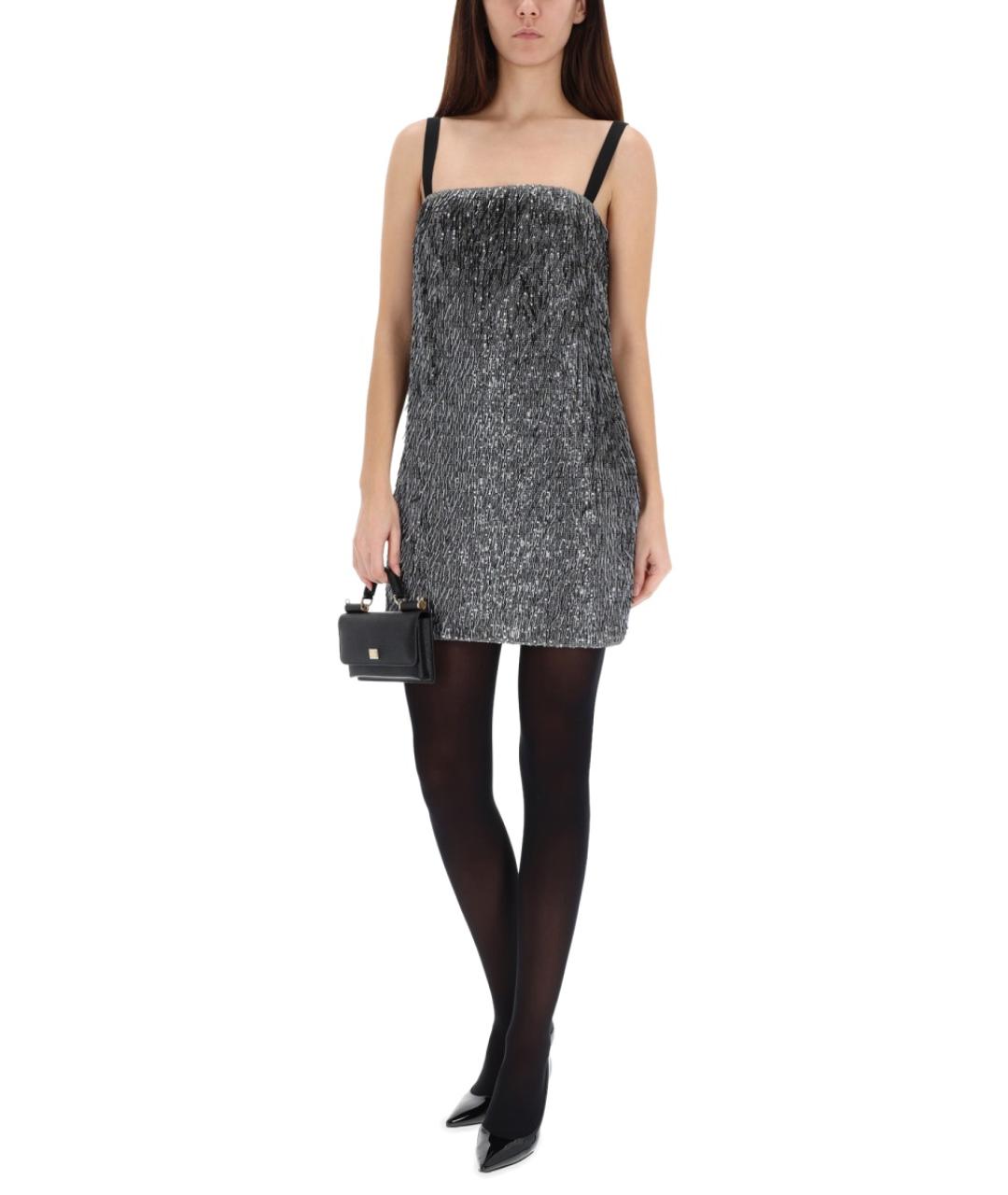 DOLCE&GABBANA Серебряное полиэстеровое вечернее платье, фото 4