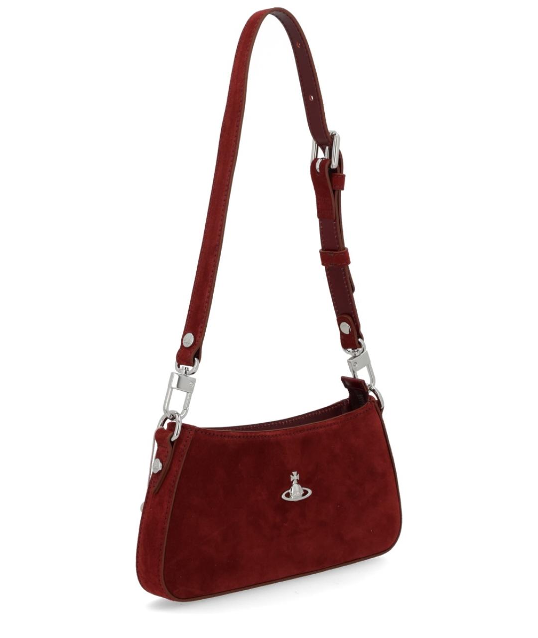 VIVIENNE WESTWOOD Бордовая кожаная сумка через плечо, фото 3