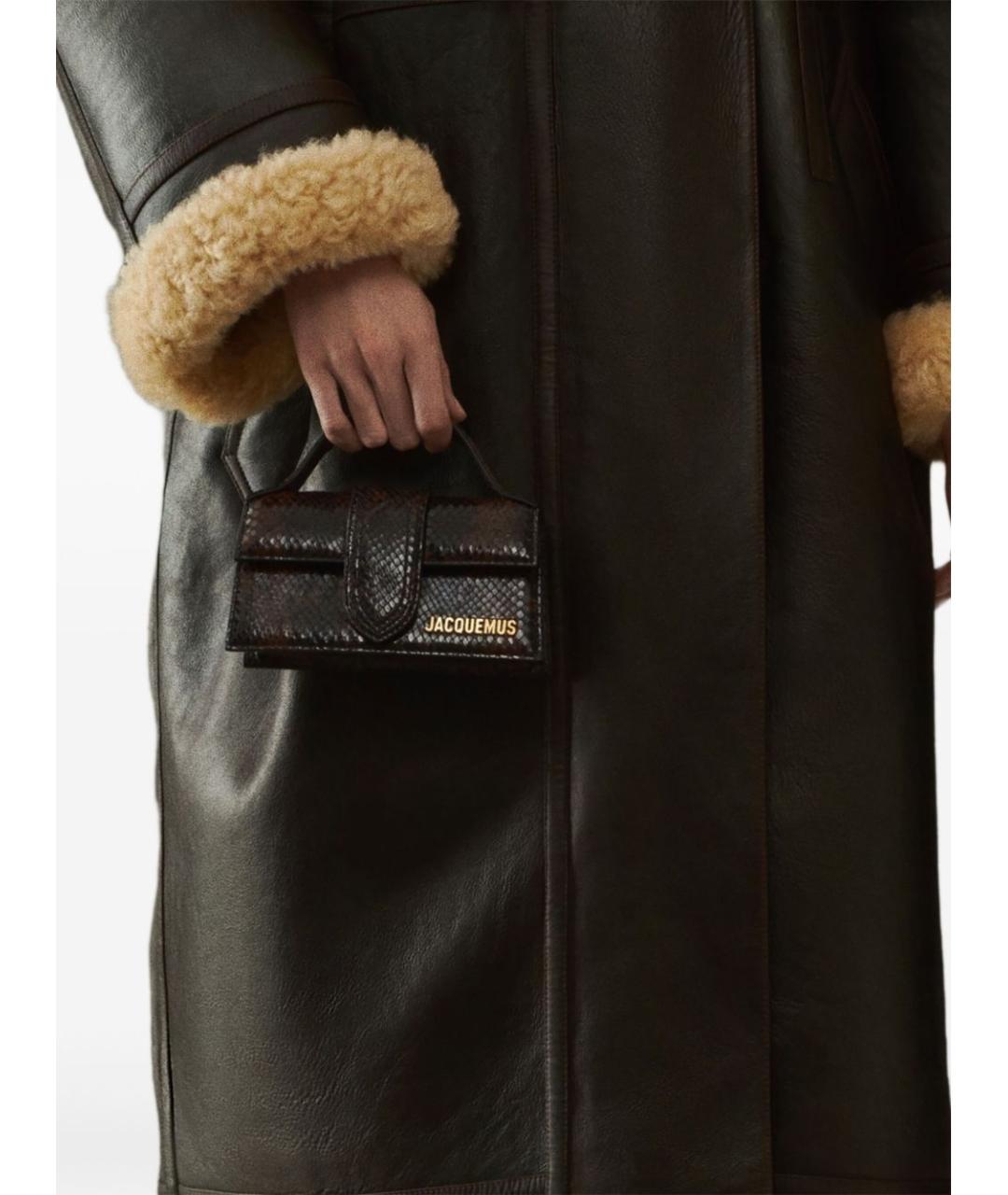 JACQUEMUS Коричневая кожаная сумка с короткими ручками, фото 3