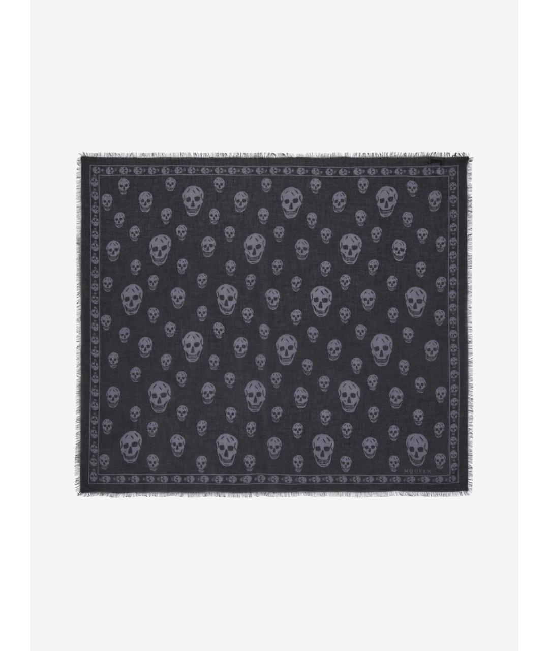 ALEXANDER MCQUEEN Черный шелковый шарф, фото 3