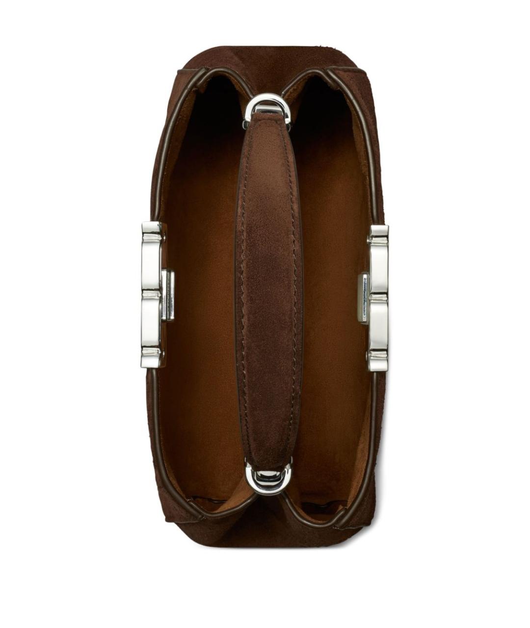 TORY BURCH Коричневая замшевая сумка с короткими ручками, фото 4