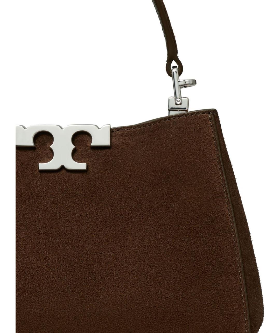 TORY BURCH Коричневая замшевая сумка с короткими ручками, фото 3