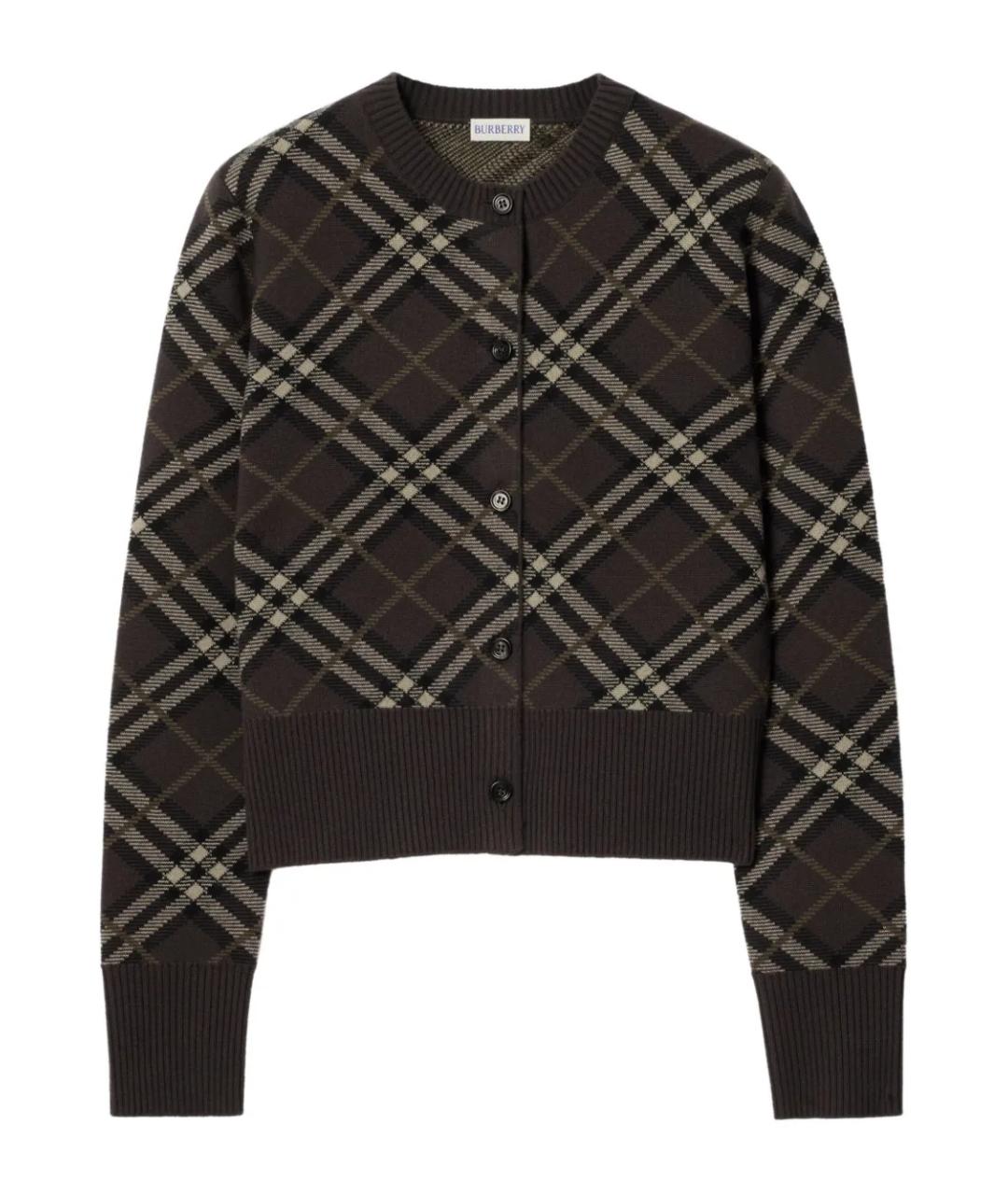 BURBERRY Коричневый шерстяной кардиган, фото 1