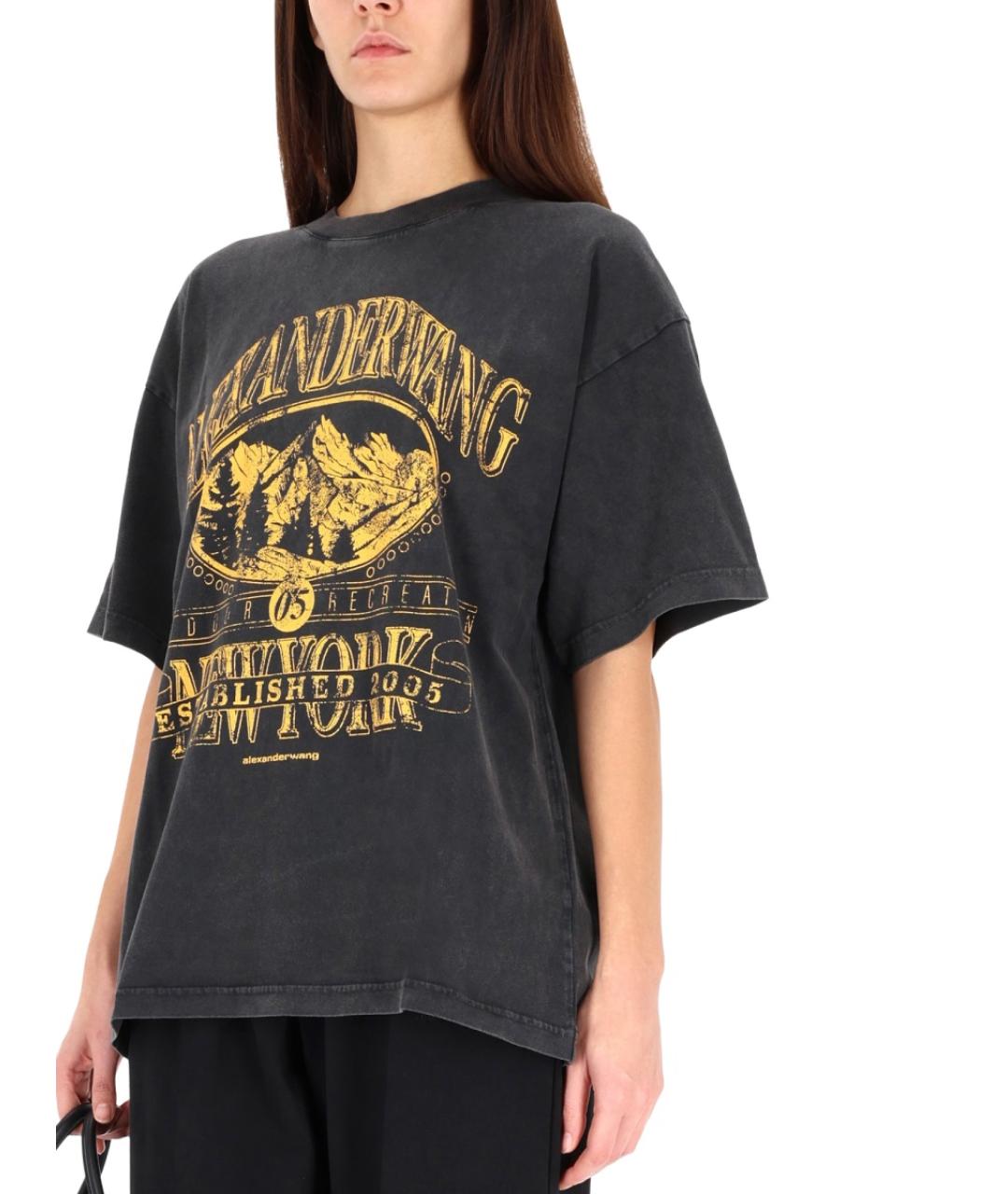ALEXANDER WANG Черная хлопковая футболка, фото 5