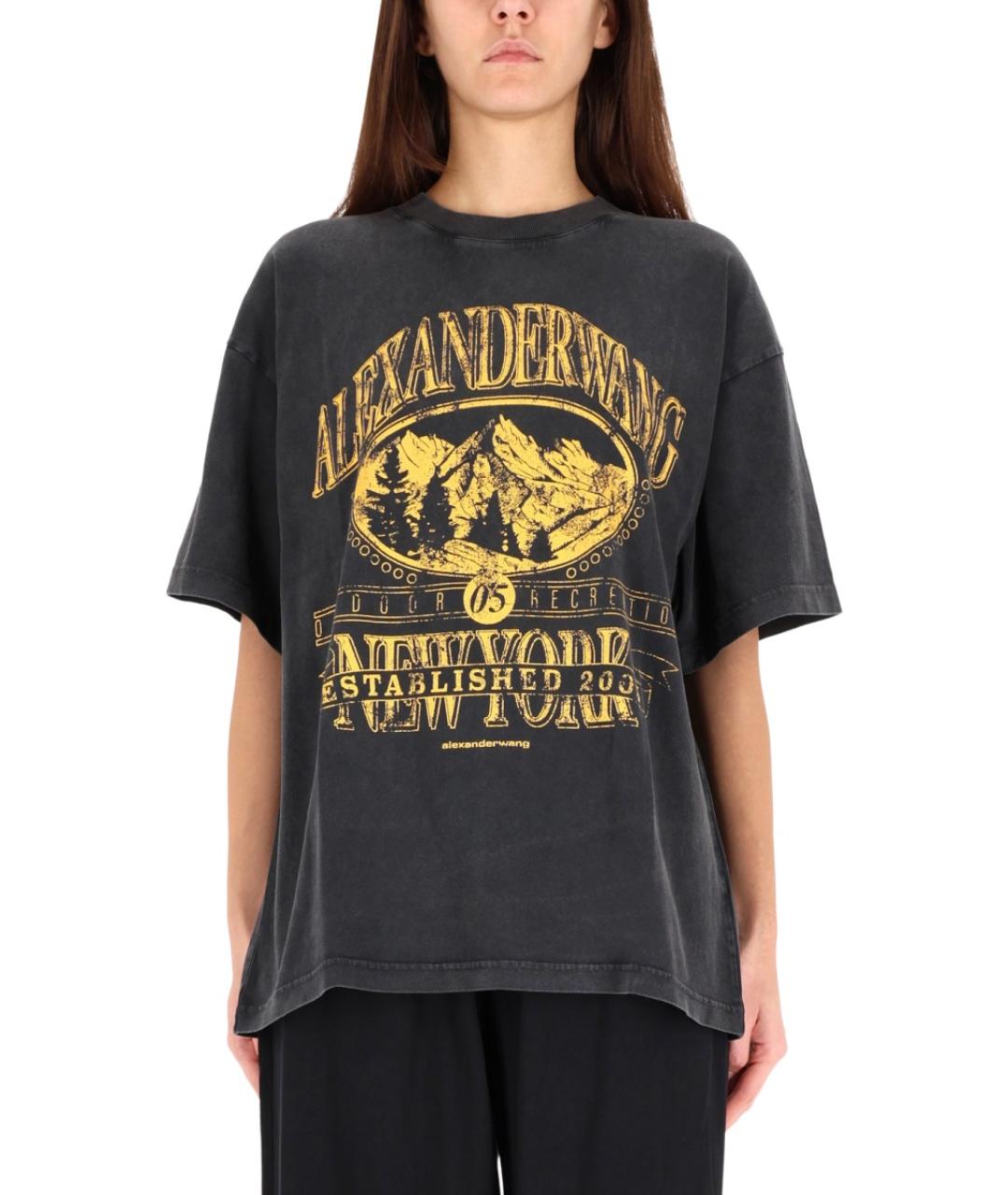 ALEXANDER WANG Черная хлопковая футболка, фото 2