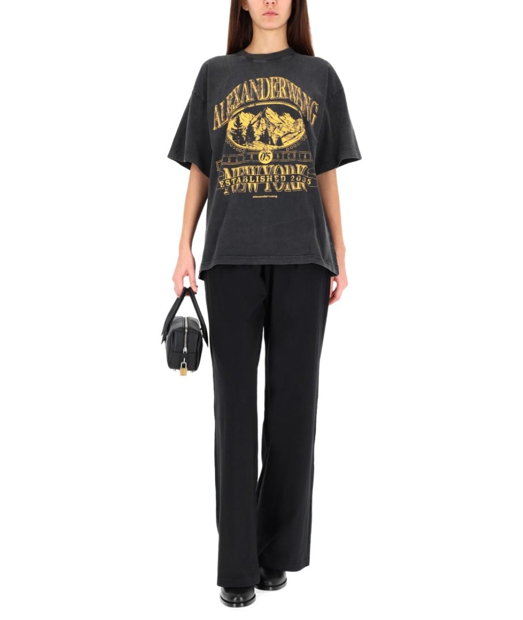 ALEXANDER WANG Черная хлопковая футболка, фото 3