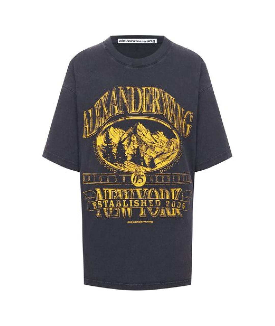 ALEXANDER WANG Черная хлопковая футболка, фото 1