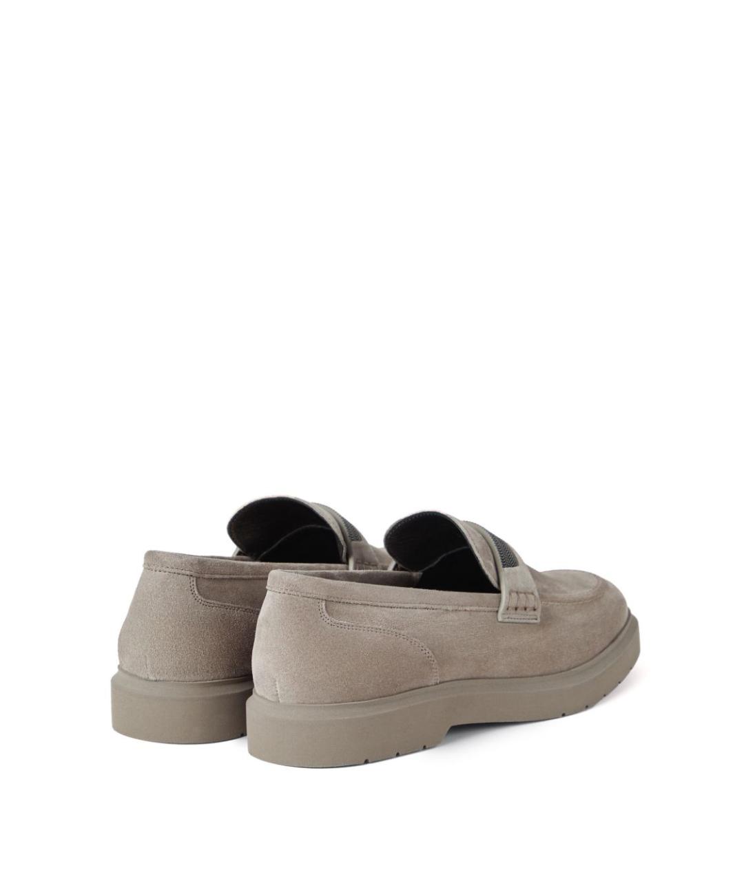 BRUNELLO CUCINELLI Серые замшевые лоферы, фото 5