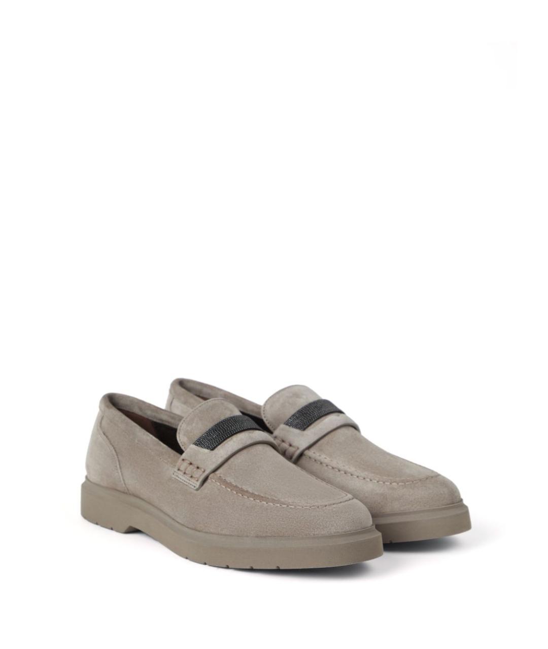 BRUNELLO CUCINELLI Серые замшевые лоферы, фото 3