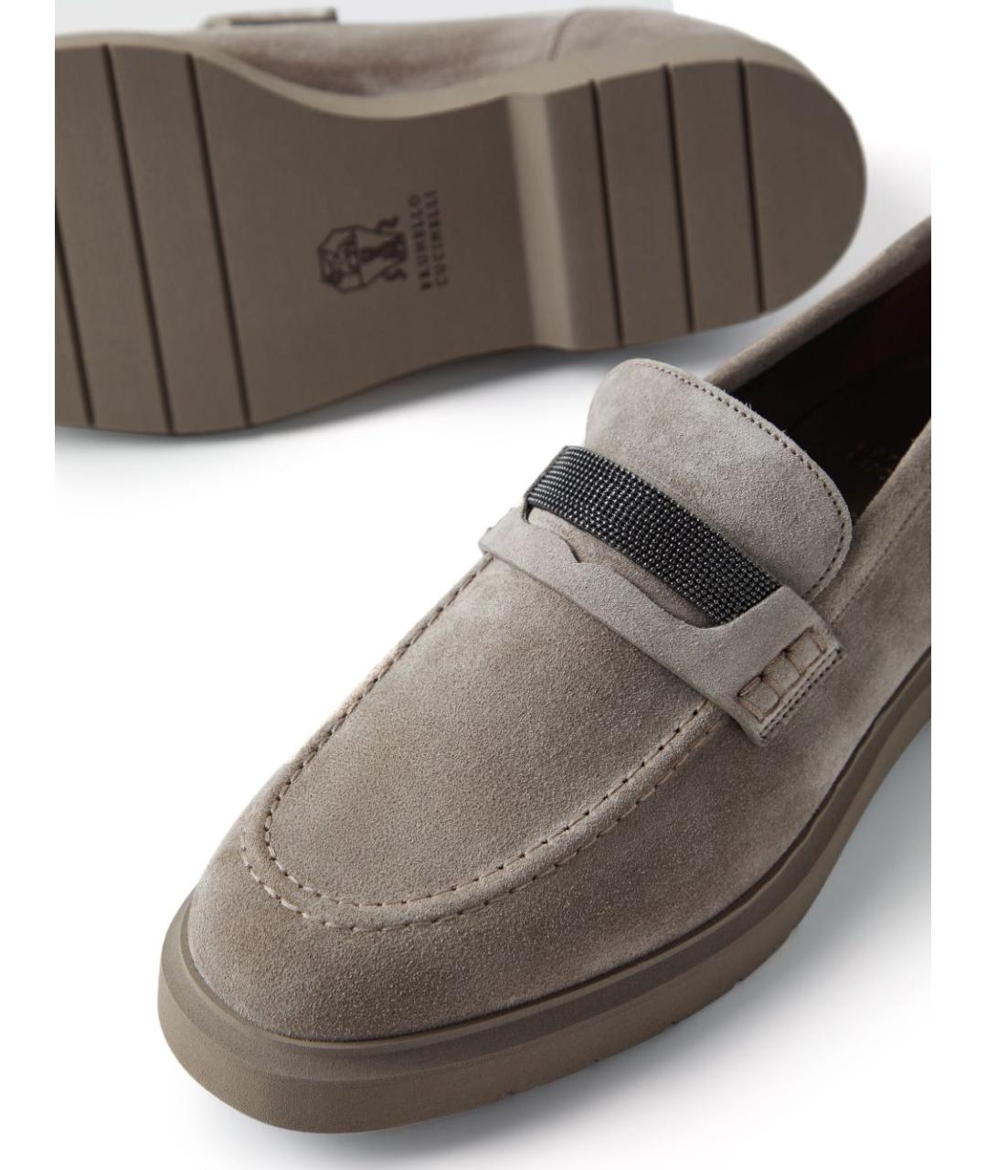 BRUNELLO CUCINELLI Серые замшевые лоферы, фото 4