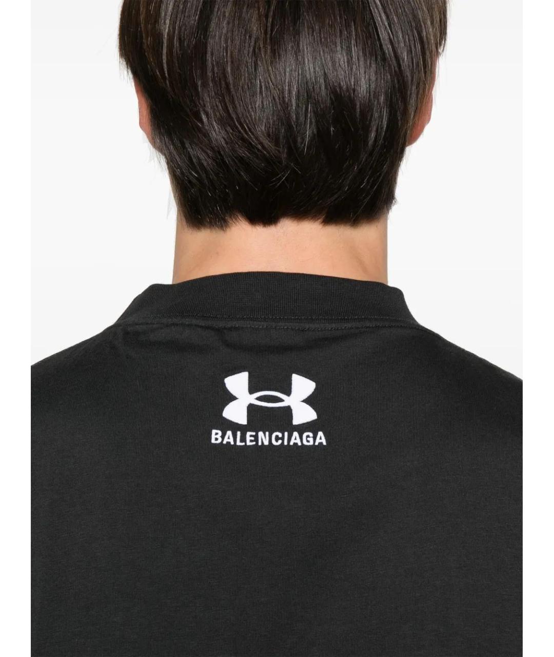 BALENCIAGA Черная хлопковая футболка, фото 4