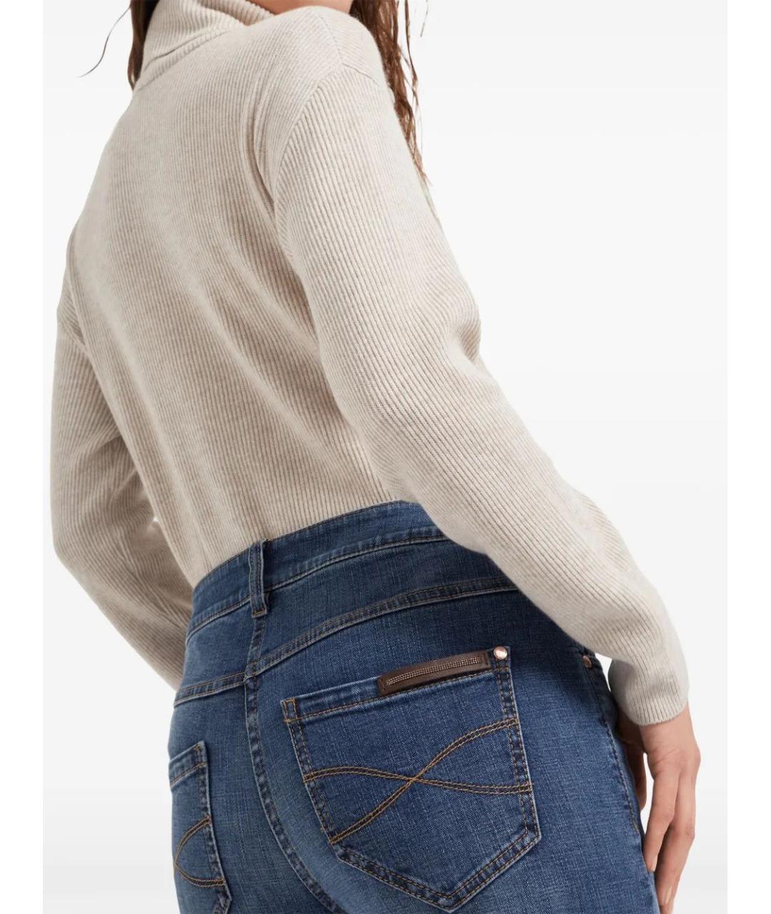 BRUNELLO CUCINELLI Синие хлопко-эластановые джинсы слим, фото 6