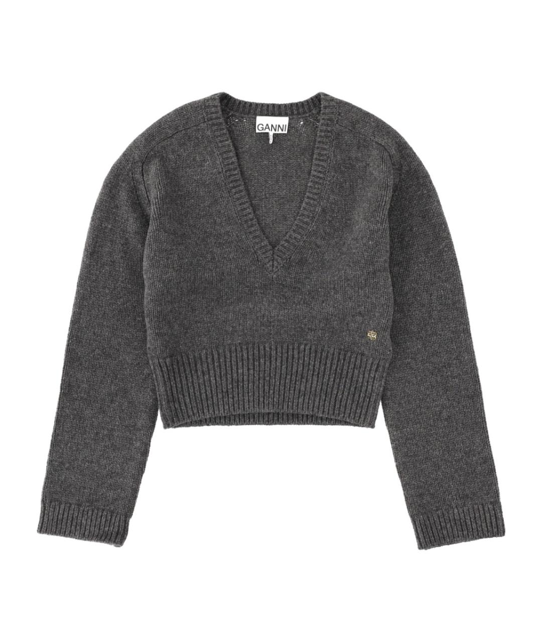 GANNI Серый шерстяной джемпер / свитер, фото 1