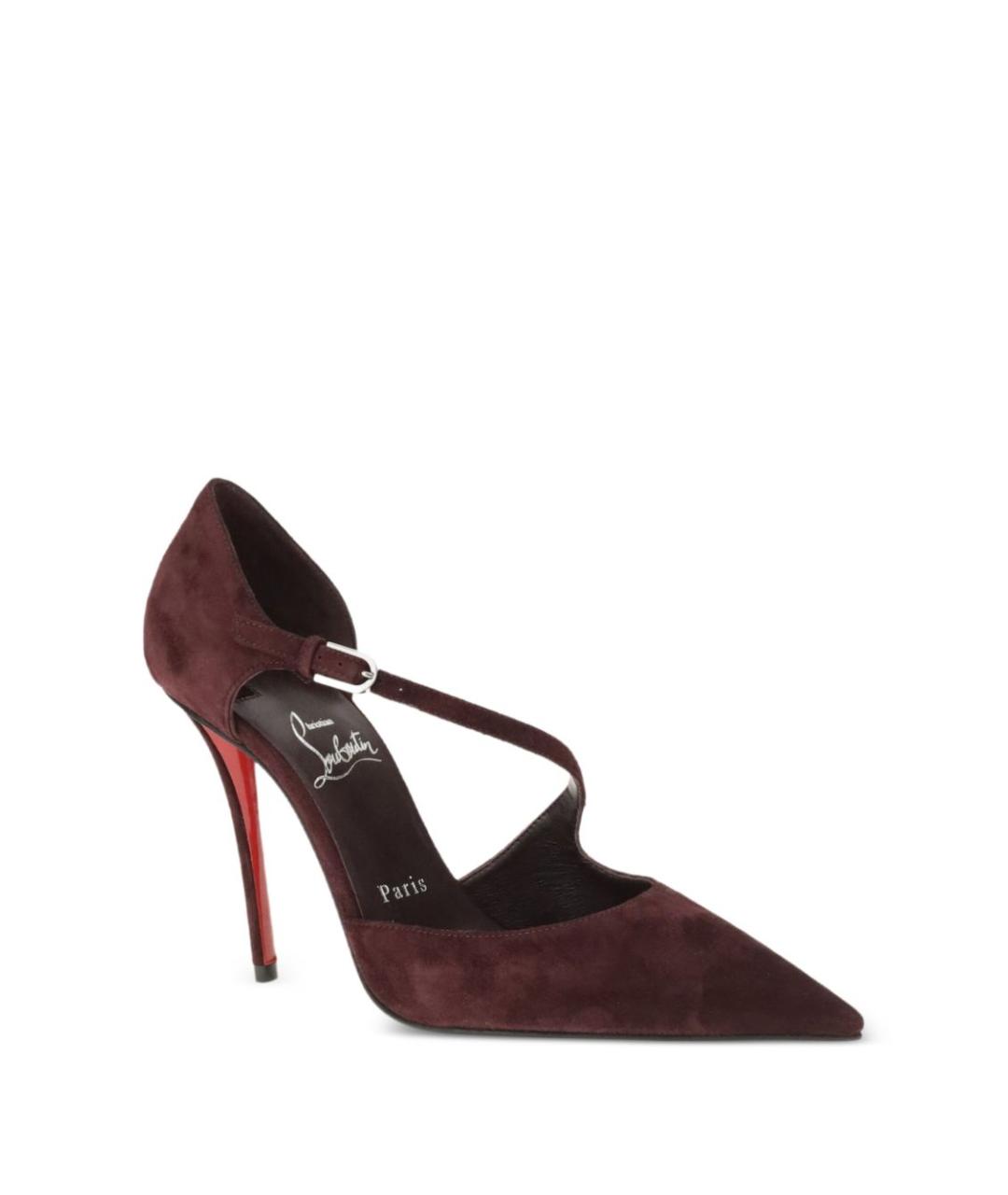 CHRISTIAN LOUBOUTIN Бордовые замшевые туфли, фото 3