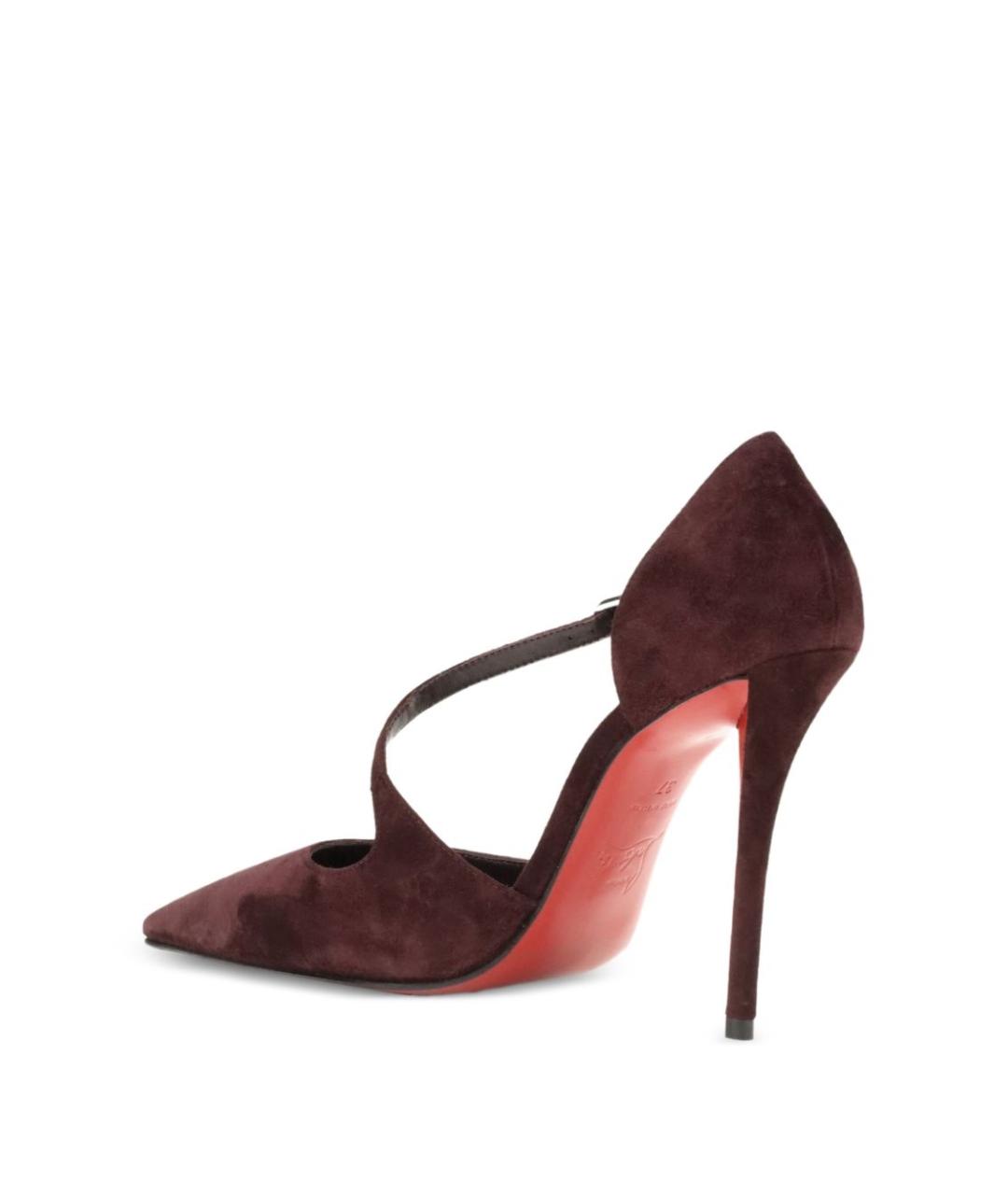 CHRISTIAN LOUBOUTIN Бордовые замшевые туфли, фото 2
