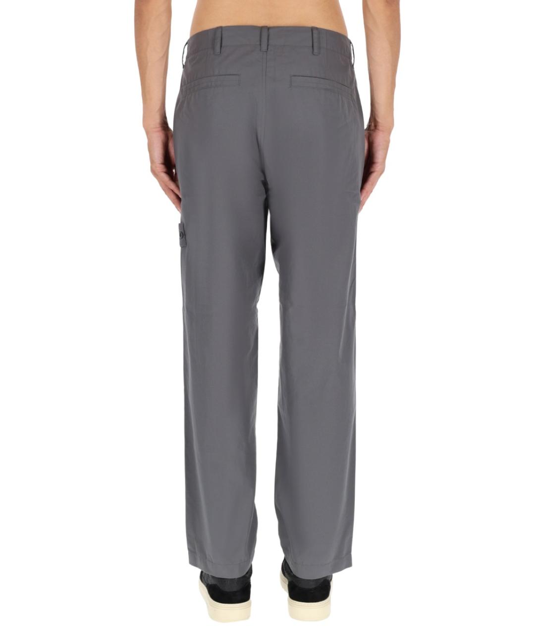 STONE ISLAND Серые хлопковые повседневные брюки, фото 5