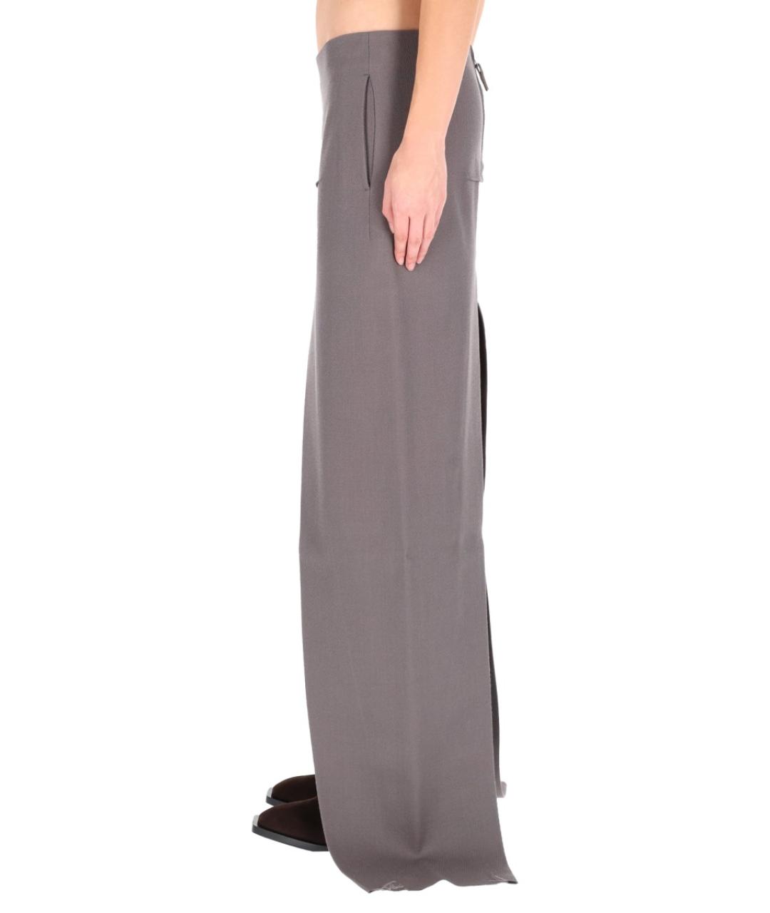 RICK OWENS Серая шерстяная юбка миди, фото 3