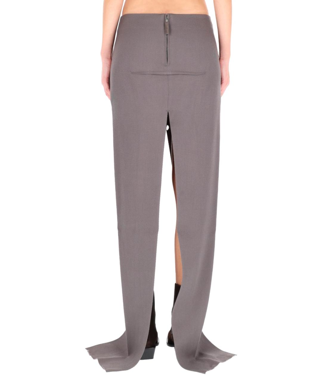 RICK OWENS Серая шерстяная юбка миди, фото 4