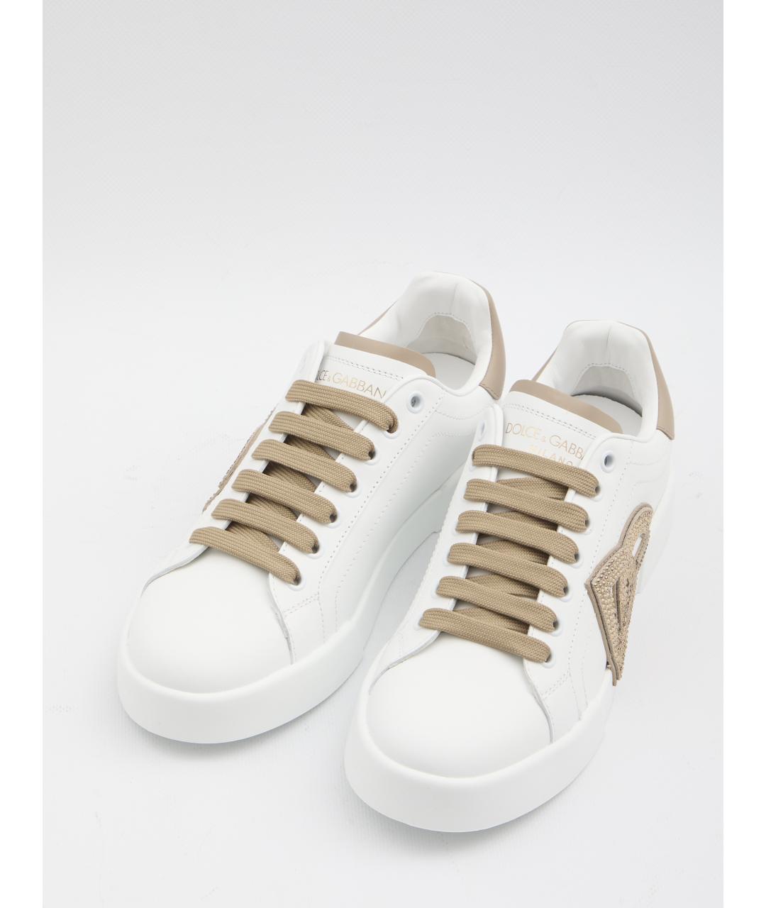 DOLCE&GABBANA Белые кожаные кеды, фото 5