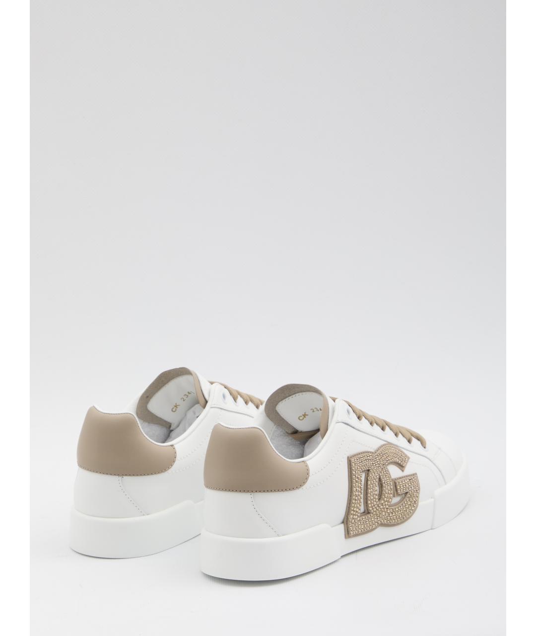 DOLCE&GABBANA Белые кожаные кеды, фото 3