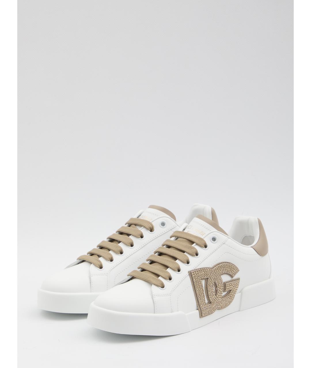 DOLCE&GABBANA Белые кожаные кеды, фото 2