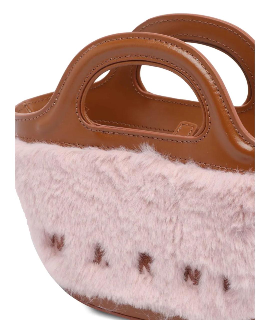 MARNI Розовая синтетическая сумка с короткими ручками, фото 4