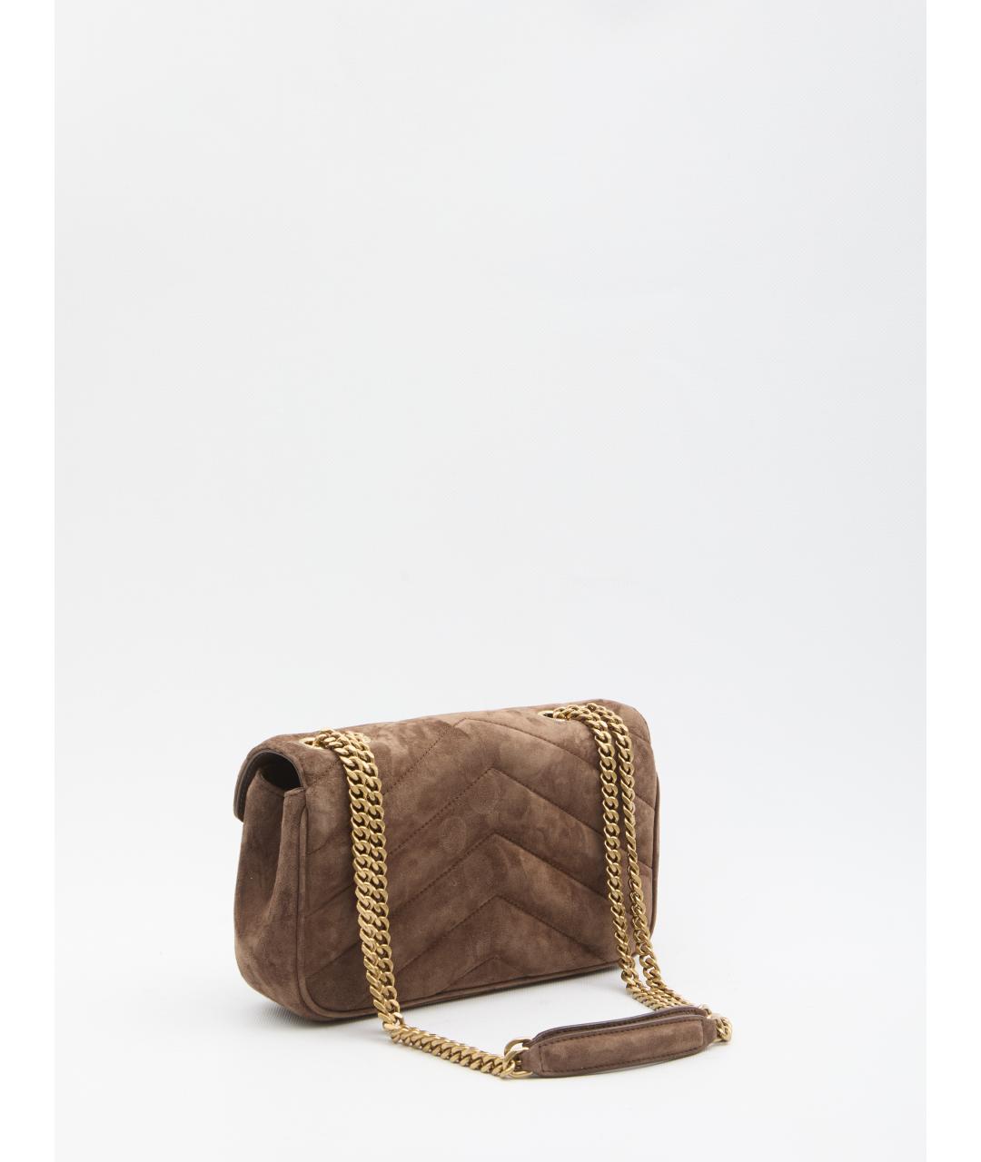 SAINT LAURENT Коричневая замшевая сумка через плечо, фото 2