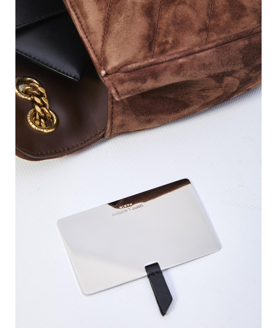 SAINT LAURENT Коричневая замшевая сумка через плечо, фото 4