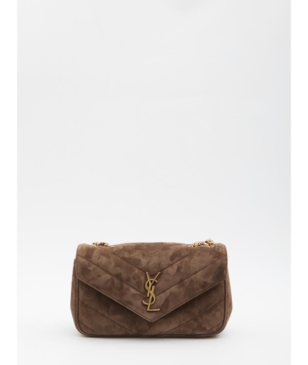 SAINT LAURENT Коричневая замшевая сумка через плечо, фото 5