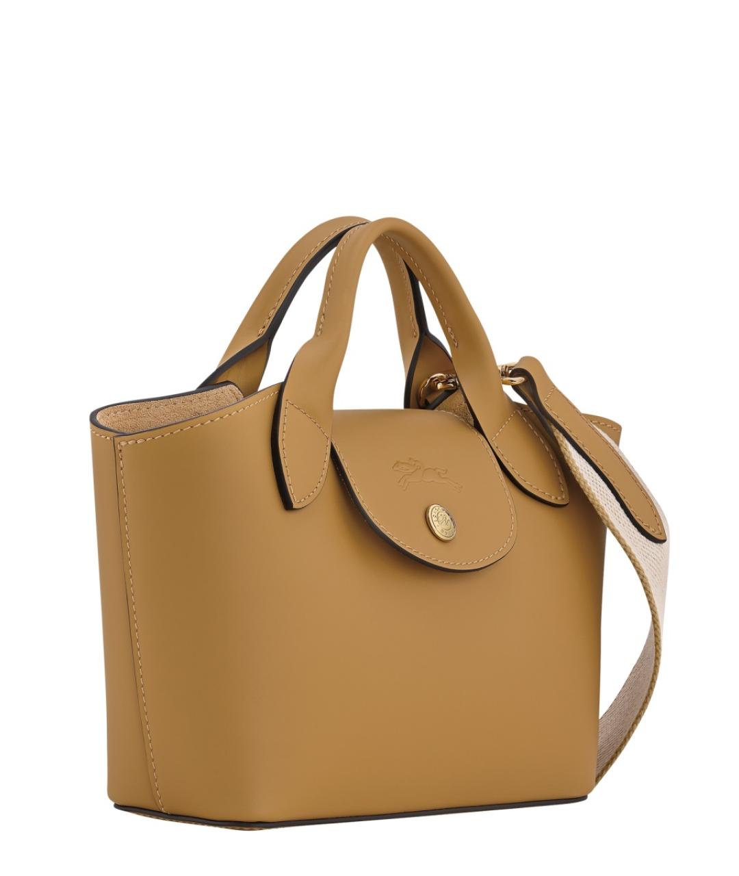 LONGCHAMP Бежевая кожаная сумка через плечо, фото 3