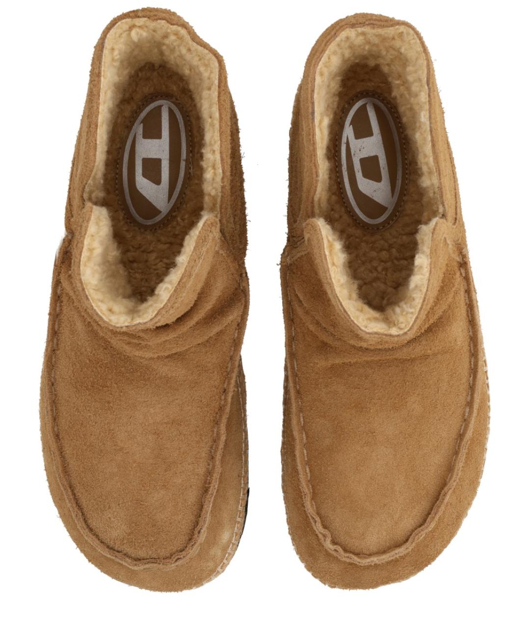 DIESEL Бежевые кожаные низкие ботинки, фото 5