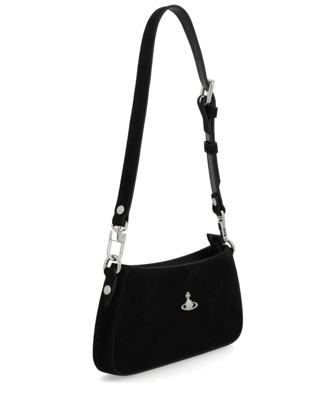 VIVIENNE WESTWOOD Черная кожаная сумка через плечо, фото 3