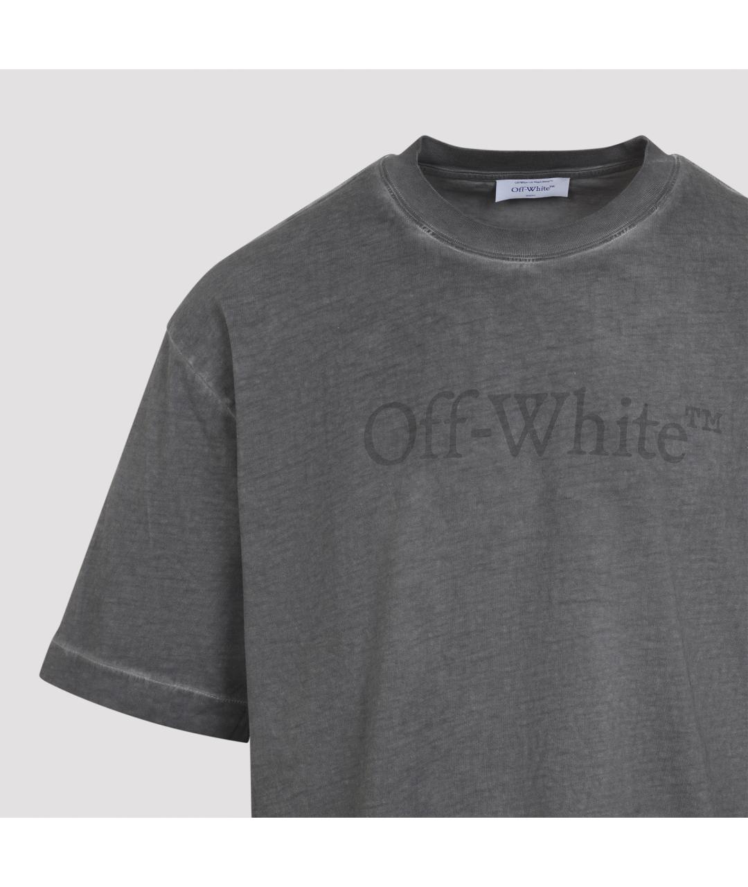 OFF-WHITE Серая хлопковая футболка, фото 4