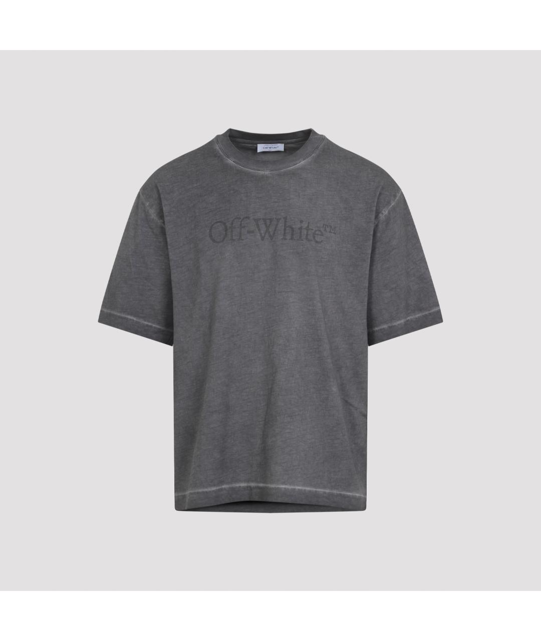 OFF-WHITE Серая хлопковая футболка, фото 2