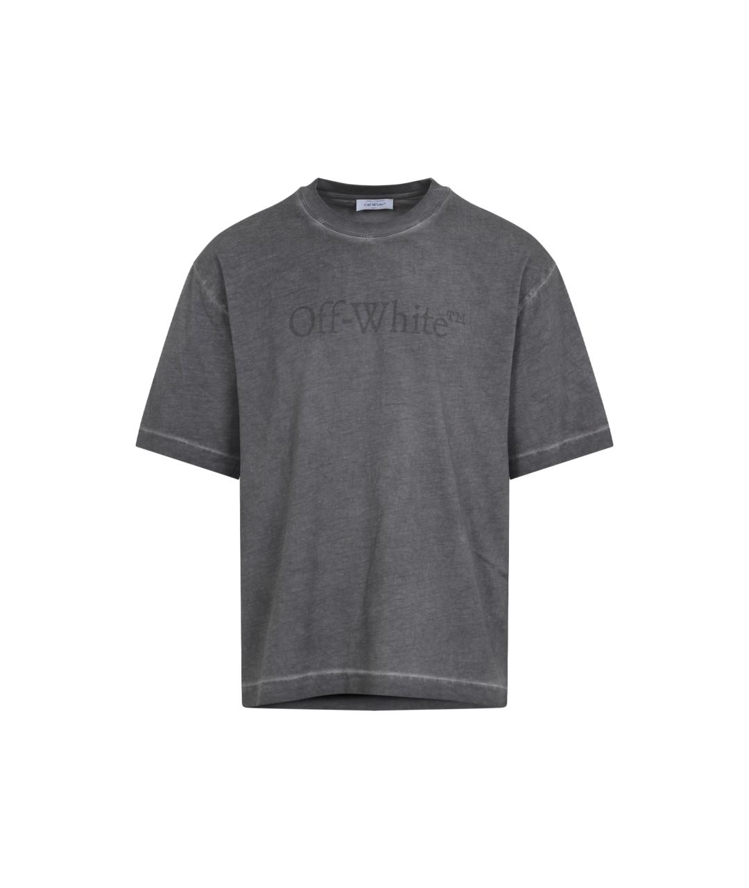 OFF-WHITE Серая хлопковая футболка, фото 1