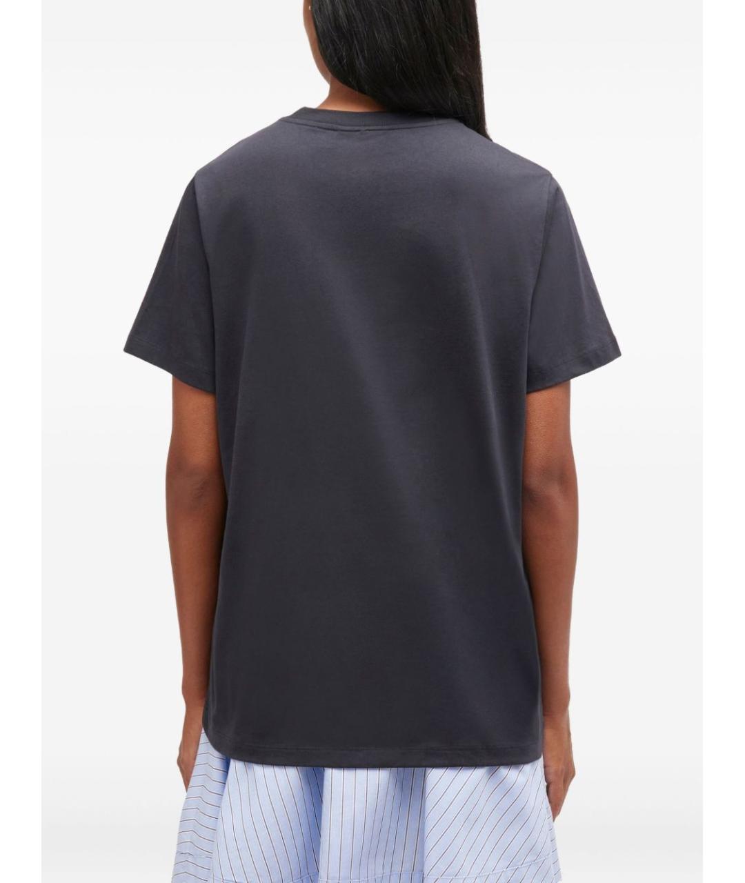 GANNI Антрацитовая хлопковая футболка, фото 3