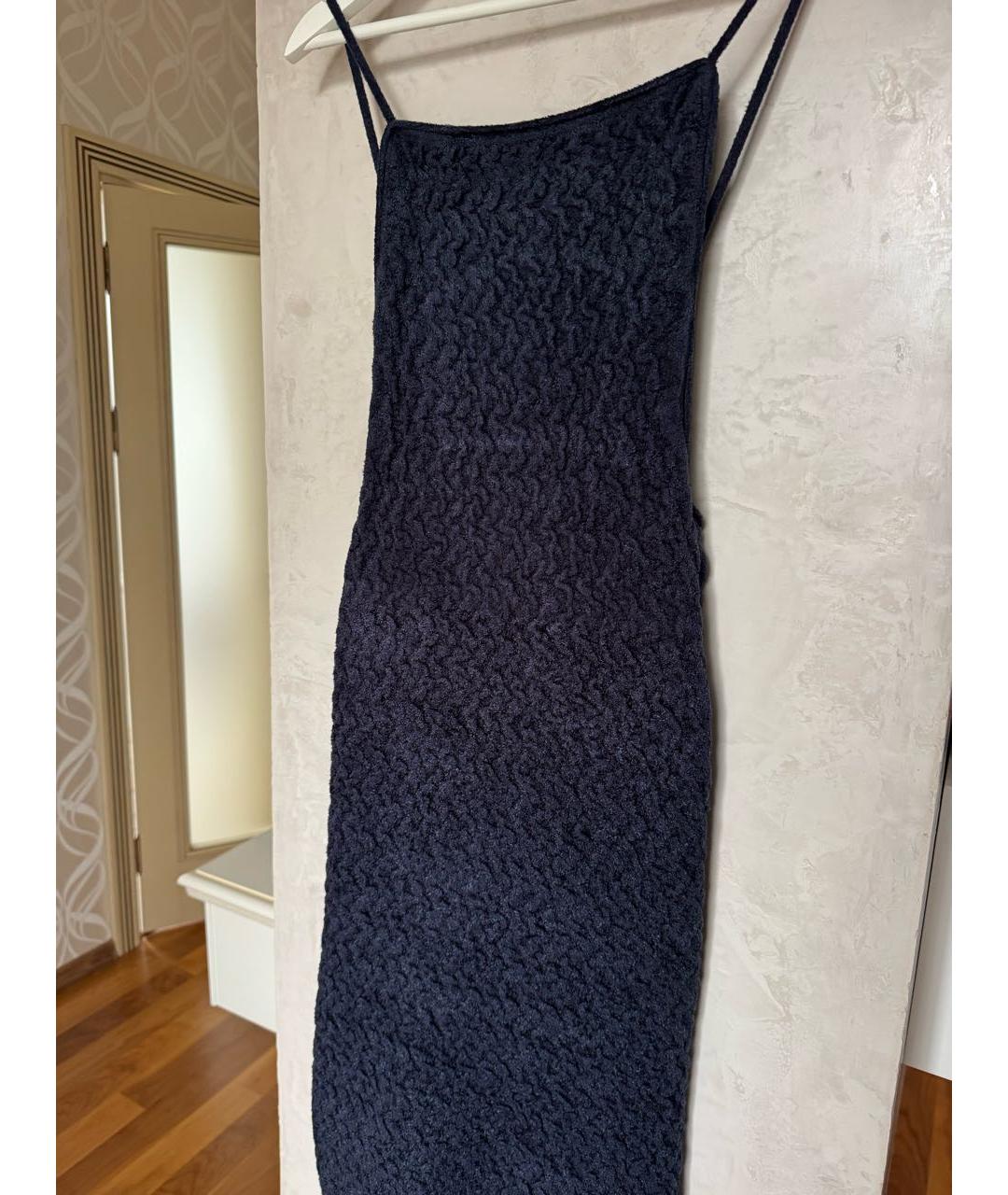 JACQUEMUS Синее вискозное коктейльное платье, фото 4