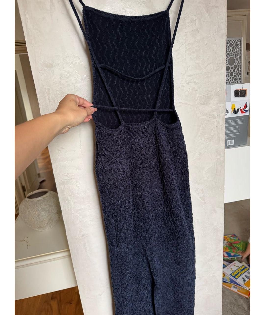 JACQUEMUS Синее вискозное коктейльное платье, фото 8