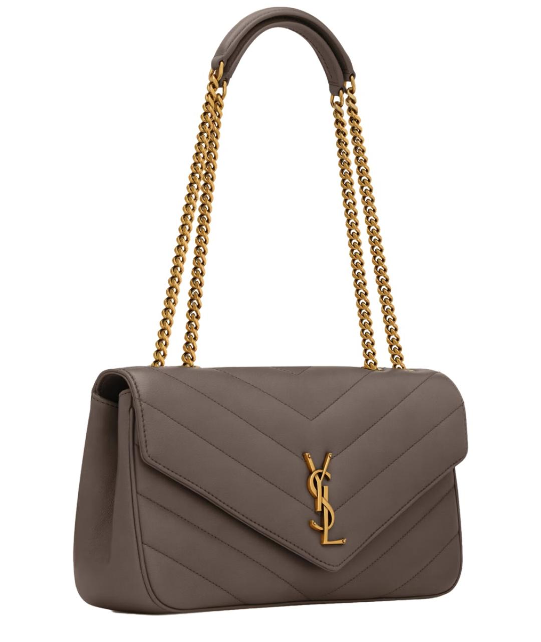SAINT LAURENT Коричневая кожаная сумка через плечо, фото 2