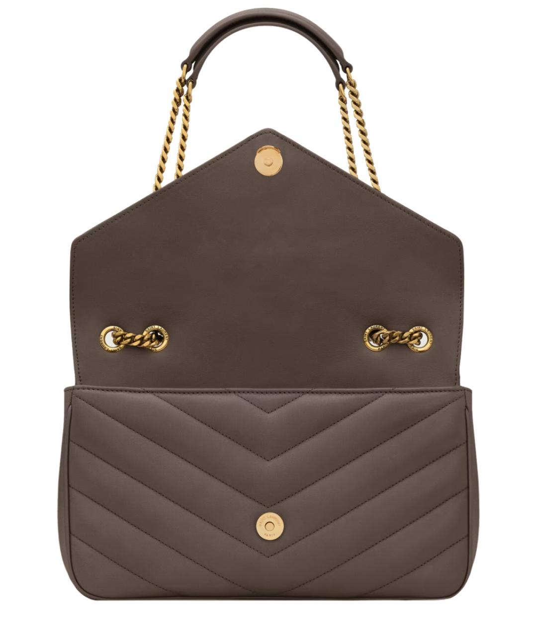 SAINT LAURENT Коричневая кожаная сумка через плечо, фото 5